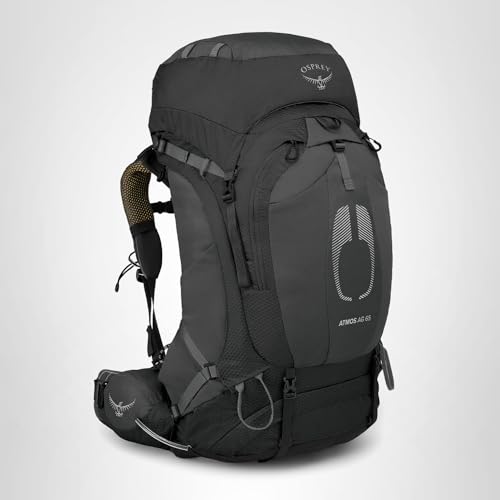 Osprey Atmos AG 65L Men's Backpacking Backpack, Black, L/XL