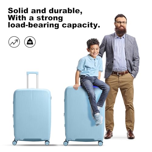 Nazhura Luggage Set, 3-Piece Hardside Suitcase Set, 20-inch Carry On, 24-inch, 28-inch Luggage (Blue)