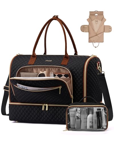 LOVEVOOK Convertible Travel Duffle Bag for Women Men, Garment Bag for Travel, Quilted Overnight Weekender Carry On Duffel Bags for Airplane, Suit Bags for Trip, Business