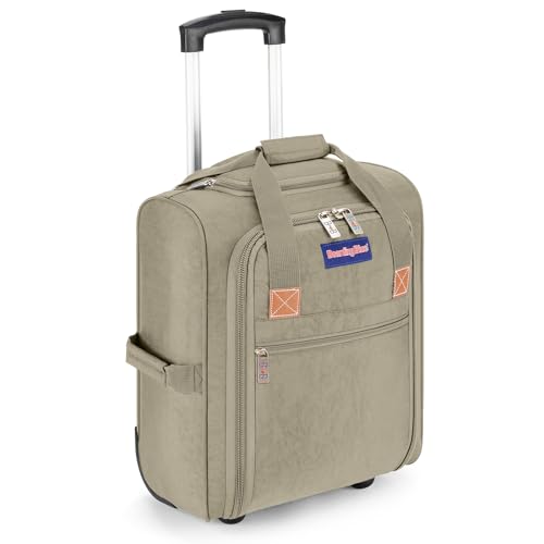 Boardingblue 17x13x8 Inches JetBlue Airlines Rolling Personal Item Underseat Travel Bag - Suitable for Major Airlines including Spirit, Jetblue and Frontier- Duffel Bag Design (Ivory)