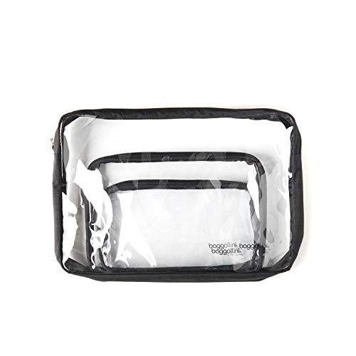Baggallini Clear Travel Pouches - 3-Piece Cosmetic Bags Set - Lightweight Water Resistant Travel Essential