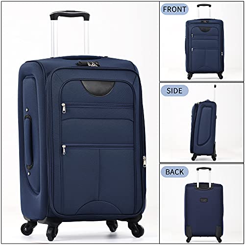 Merax Suitcase Set Softside 3-Piece Expandable Luggage with TSA Lock Spinner Wheels Lightweight Upright Luggage with Travel Bag(22/26/30 IN, Deep Blue)