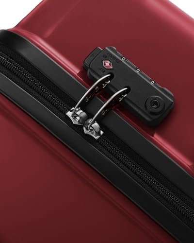 Coolife Carry On Luggage, Suitcase with Durable and Lightweight, carry on suitcase with PC+ABS Hardshell, Dual Spinner Wheels, TSA Lock, and YKK Zipper(wine wind new, S(20in)_carry on)