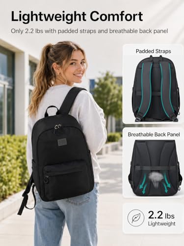 Hanke Expandable Laptop Backpack for Women and Men, 24L-30L Travel Backpack, 15.6 Inch College Laptop Bookbag for Work, Water Resistant Carry On Personal Item Bag, Caramel