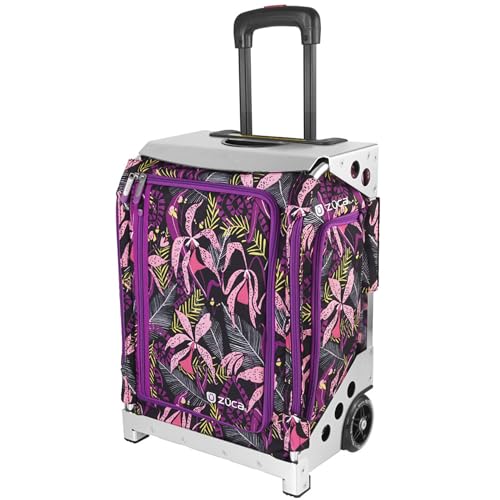ZUCA Navigator Carry-On Bag with Built-In Seat (Wild Orchid Print, Silver Frame)