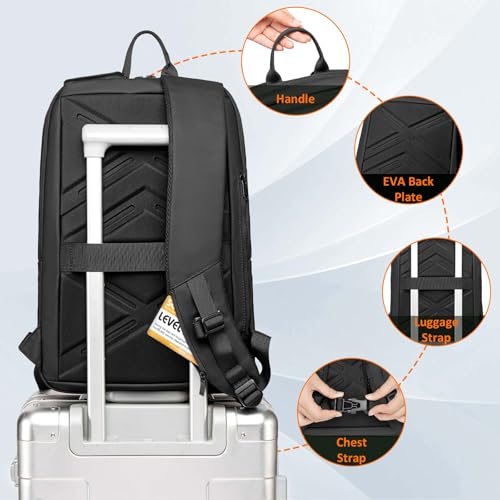 FENRUIEN Work Backpack for Men, Water Resistant Expandable Backpack with USB C Charging Port, Black 15.6 Laptop Backpack