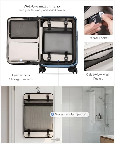 LUGGEX Carry On Luggage Top Opening, FLA Aluminum Frame Trunk Style Luggage, Polycarbonate Hard Shell Suitcase (FX-Enhance, Charcoal Metallic, 20 Inch, 38L)