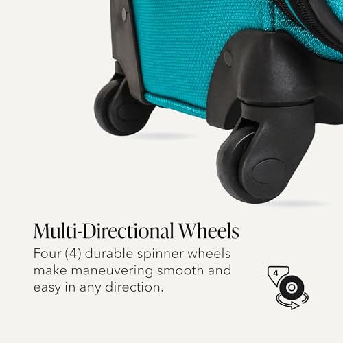SWISSGEAR Sion Softside Expandable Spinner Luggage Durable Lightweight Travel Suitcase, Teal, Checked-Medium