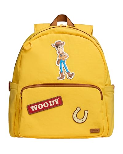 Away Toy Story 5 Kids Backpack - Airline-Approved Personal Item Backpack with Tech Sleeve, Water Bottle Pockets, Interior and Exterior Pockets - Woody Yellow
