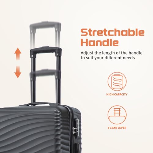 Rosamo Luggage Sets 3 Piece, ABS Suitcase Set (20/24/28), Hardside luggage with Spinner Wheels, Travel Luggage, 14x8x9 Airline Approved Carry on, Lightweight Luggage with High-Security Lock