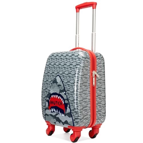 Nautica Kids 18" Hardside Carry-on Suitcase with Spinner Wheels, Shark Attack