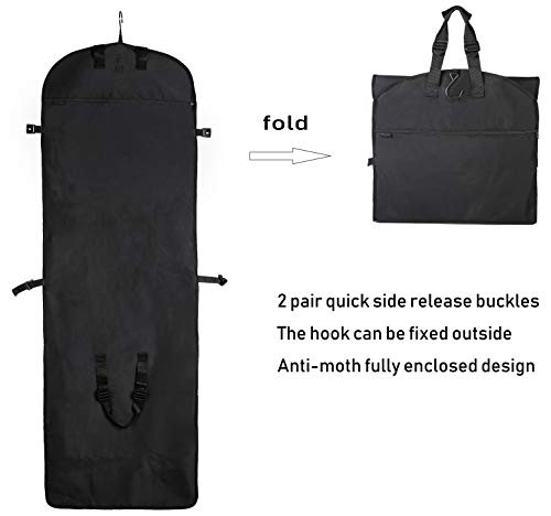 Magictodoor 72" Tri-Fold Wedding Garment Bag for Long Dress & Gown,Hanging Travel Carry on Storage bag for Men Women