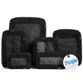 Aerotrunk Compression Packing Cubes for Travel - Luggage Organizer Bags - Double Zipper Packing Cubes for Suitcases (6-Pack, Black)