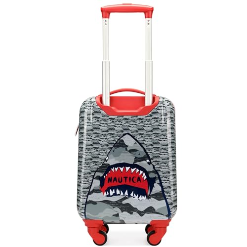 Nautica Kids 18" Hardside Carry-on Suitcase with Spinner Wheels, Shark Attack