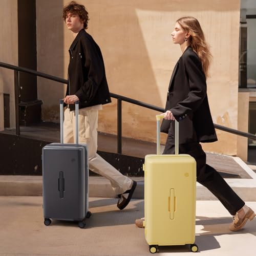 mixi 26'' Max Trunk Luggage Large Checked Luggage PC Hard Shell Rolling Travel Suitcases with Spinner Wheels & TSA Lock, Lark Yellow