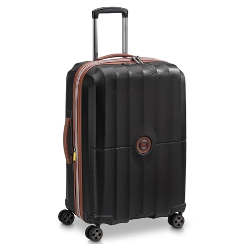 DELSEY PARIS Carrousel Hardside Expandable Luggage with Spinner Wheels, Black, Checked-Medium 24 Inch