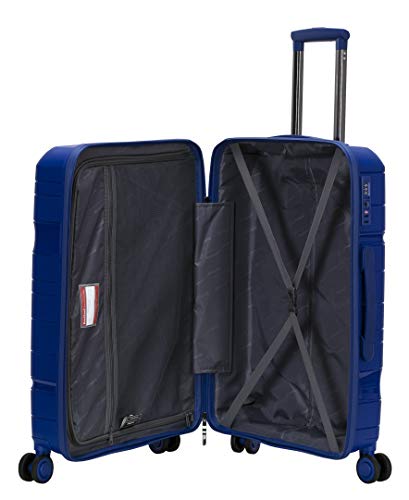 Rockland Linear 3-Piece Hardside Spinner Wheel Luggage Set, Navy, 3-Piece Set (19/23/27)