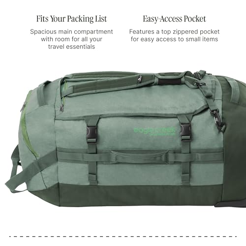 Eagle Creek Cargo Hauler Wheeled Duffel - Durable Duffel Bag for Travel - Easy Access Compartment - Deployable Backpack Straps - Lockable Zipper Opening - Duck Green - 110L