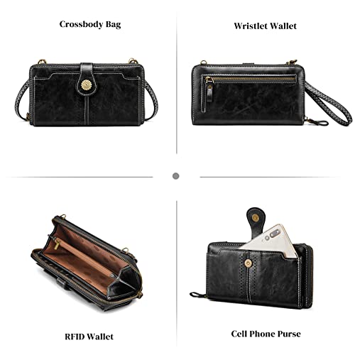 S-ZONE Vegan Leather Crossbody Bags for Women Small Cell Phone Purse RFID Blocking Clutch Purses with 2 Straps