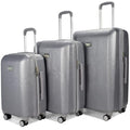 BADGLEY MISCHKA BMLUGSETSNSIL Snakeskin 3 Piece Expandable Luggage Set (Silver)