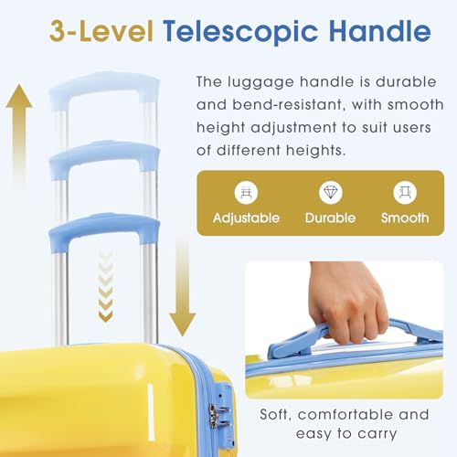 Merax 20 Inch Carry-on Luggage Set – Hardshell PC+ABS Multicolor Color Suitcase with Spinner Wheels and Cup Holder, TSA Lock, Airline Approved, Orange and Blue, 2-Piece Set