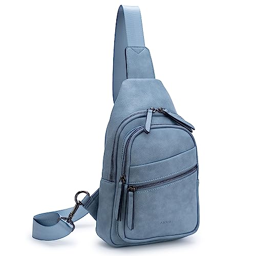 Alldaily Large Sling Bag for Women Crossbody Purse Leather Fashionable Trendy Chest Bag for Travel, Fanny Pack (Blue)