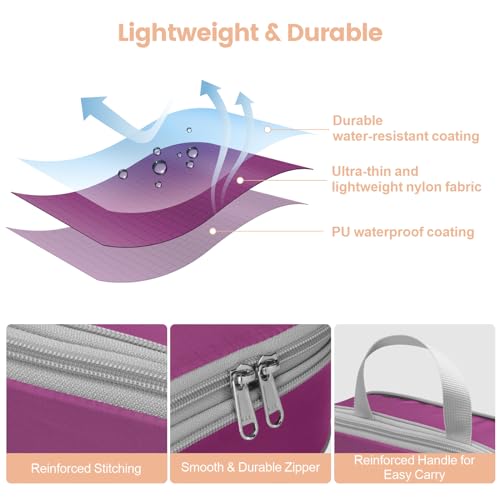 Cambond Compression Packing Cubes for Travel - 4 Pack Lightweight Expandable Luggage Packing Organizers Travel Essentials Accessories Bags Compression Cubes Space Saver for Carry on Suitcases, Purple