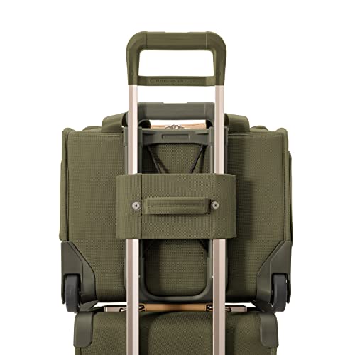 Briggs & Riley 2-Wheel Cabin Bag - Carry On Luggage for Travel, Suitcases with Wheels, Softside Rolling Bag for Men & Women, Interlocking Handle, Self-Repairing Zipper - Baseline Collection, Olive