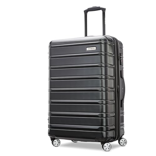 Samsonite Omni 2 24-Inch Medium Checked Hardside Luggage with 360° Spinner Wheels - Scratch Resistant Hardshell - TSA Lock - Expandable Polycarbonate Shell for Lightweight Travel - Midnight Black