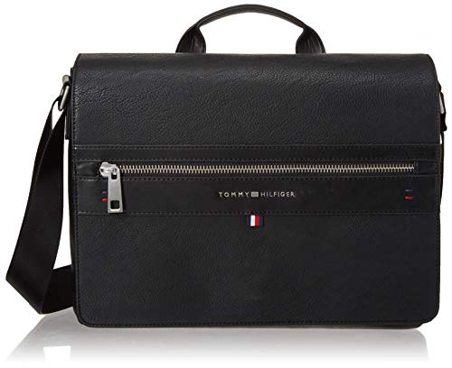 Tommy Hilfiger Men's Leo Messenger Bag, Pebble Black, One Size US