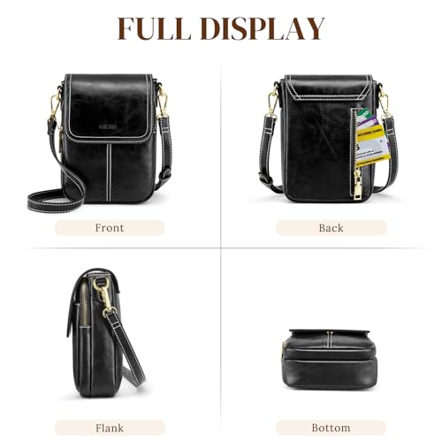 S-ZONE Vegan Leather Small Crossbody Bags for Women Trendy Cell Phone Purses Womens Wallet with Adjustable Strap Card Slots