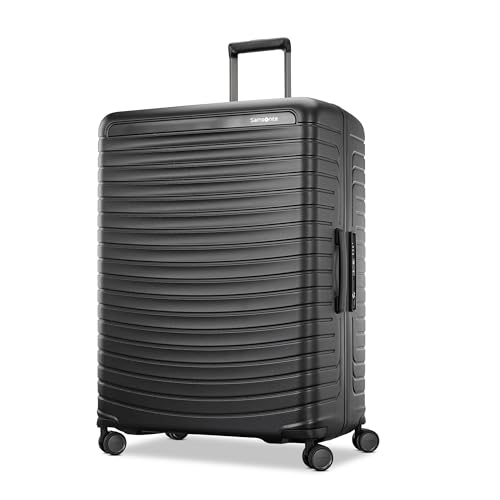Samsonite Framelock Max Hardside Luggage with Spinner Wheels, Lightweight zipper-less (Asphalt Black, Large Spinner)