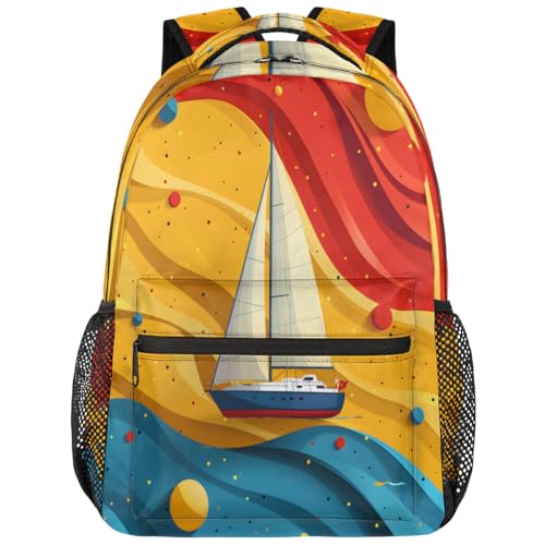 TropicalLife Nautica Sailboat Backpack Rucksack Travel Laptop Backpack Lightweight Computer Casual Daypack for Men Women