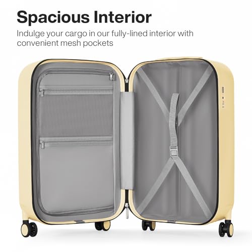 mixi 20 Inch Carry On Luggage PC Hardside Suitcases with Wheels & TSA for Travel Woman Men, Lark Yellow