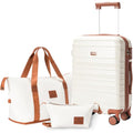 QIMER Carry on Luggage Set, 22x14x9 airline approved 100% PC hardshell, Lightweight TSA Locks Quiet Spinner Wheels Durable Zipper, Travel Luggage for Men Women, Y02 Beige (20"/DB/TB) Slightly Small