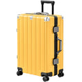 Krute Zipperless Luggage 24 Inch Aluminum Frame Suitcase with Spinner Wheels PC+ABS Hardide Checked Luggage TSA Approved No Zipper Travel Suitcase Yellow