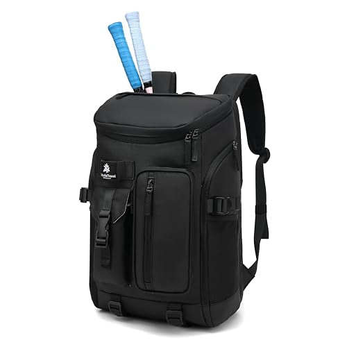 JYColofex color design tennis mountain climbing travel backpack, independent shoe compartment for sports and fitness, waterproof 15.6-inch computer bag large (A-) (Black)