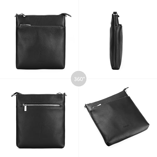 befen Small Black Genuine Leather Crossbody Purses for Women Travel Cross Body Bags with Adjustable Shoulder Strap