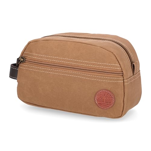 Timberland Men's Toiletry Bag Canvas Travel Kit Organizer, Khaki, One Size