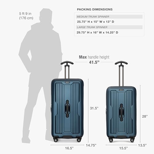 Traveler's Choice Ultimax II Polycarbonate Hardside Luggage with Spinner Wheels, Matte Navy, 28-Inch Medium Trunk