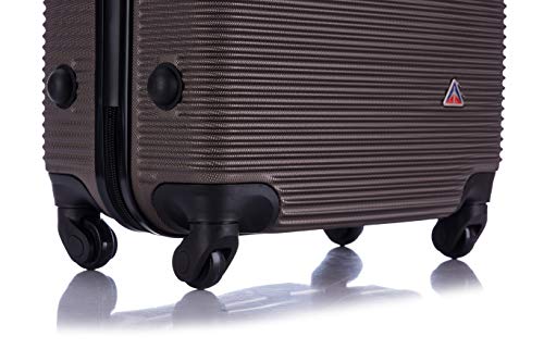 InUSA ROYAL Hardside Spinner Luggage with Ergonomic Handles | Spacious Travel Suitcase with Four Spinner Wheels and Studs | 28 Inch Large Hardside Spinner Luggage | Brown