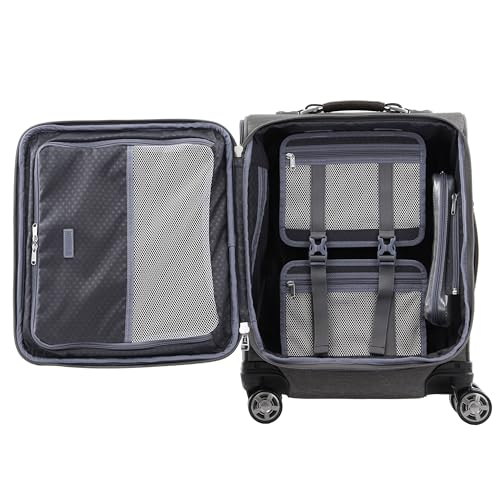 Travelpro Platinum Elite Softside Expandable Carry on Luggage, 8 Wheel Spinner Suitcase, USB Port, Men and Women, International, Vintage Grey, Carry On 19-Inch