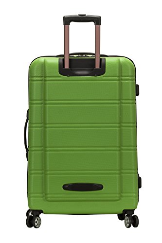 Rockland Melbourne Hardside Expandable Spinner Wheel Luggage, Checked Large 28", Green