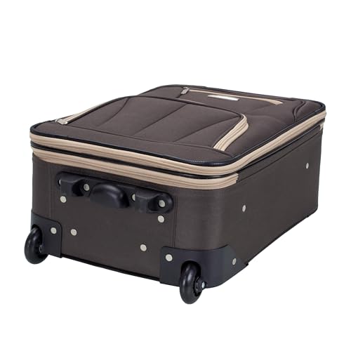 Rockland Fashion Softside Upright Luggage Set,'Expandable,Lightweight,Telescopic Handle,Wheel, Brown, 2-Piece (14/19)