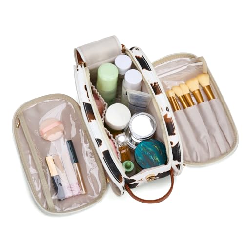 Montana West X Wrangler Large Makeup Bag Travel Toiletry Bag Portable Cosmetic Bag Make Up Organizer with Divider and Handle for Women