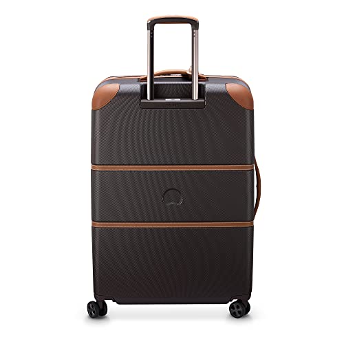 DELSEY PARIS Chatelet Air 2.0 Checked Suitcase 28 Inch Large, Hardside Polycarbonate Luggage, Dual-Density Spinner Wheels, TSA Lock, Chocolate Brown