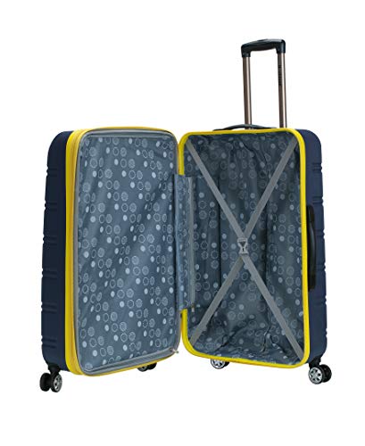 Rockland Melbourne Hardside Expandable Spinner Wheel Luggage, Checked Large 28", Navy