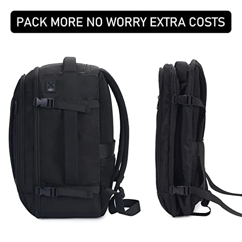 ECOHUB Travel Backpack 18x14x8 Spirit Airlines Personal Item Bag Carry On Backpack 13 Pockets Work Casual Daypack for Men Women Airline Approved Water Resistant Gym Backpack with Charging Port, Black