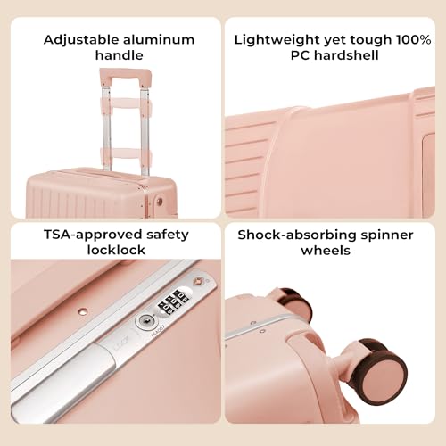Lavoker 20" Ride-On Luggage with Child Seat, Hardside Carry-On Suitcase with Shockproof 360° Silent Spinner Wheels, TSA Lock, Kids & Adults & Busy Moms