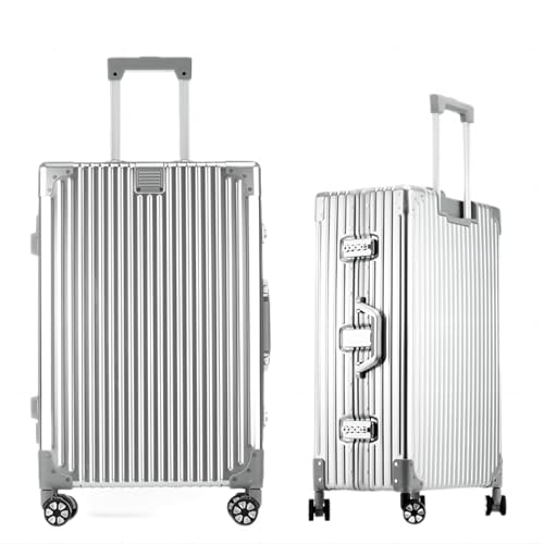 HotWay Carry On Luggage with Spinner Wheels, Aluminum Hard Shell Zipperless Suitcase with TSA Lock, 22x14x9 Airline Approved Luggage for Business Travel (Aluminum Silver, 20 Inch)